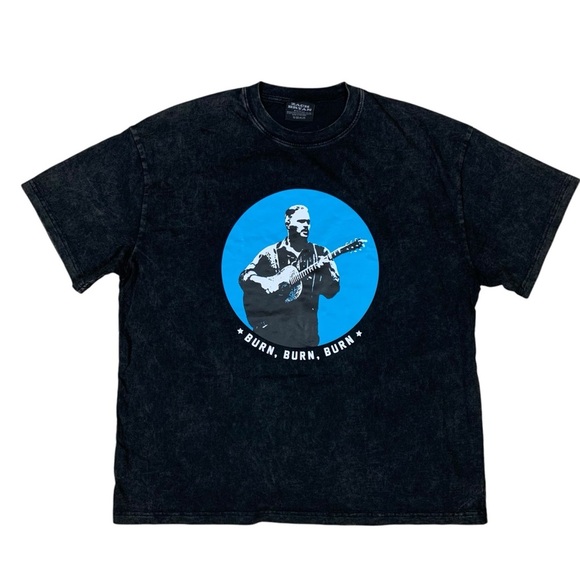 Zach Bryan Burn Burn Burn Tour T Shirt Black Vintage Acid Wash Concert Tee XL - Picture 1 of 4